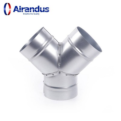 Ventilation Hvac Y-pieces Tee Spiral Pipe Fittings Collar Saddle Galvanized Steel Metal